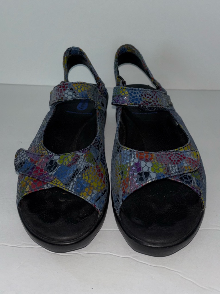 Wolky Sandals Womens Size 39 8 Blue Strappy Hook Loop Slingback Comfort Shoes